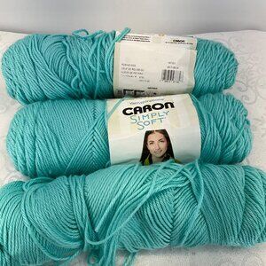 Caron Simply Soft Yarn Robins Egg 3 Skeins 6oz Each 100% Acrylic Machine Washabl